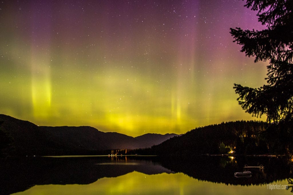 Aurora Borealis - Northern Lights in Whistler over Alta Lake, British Columbia, Canada