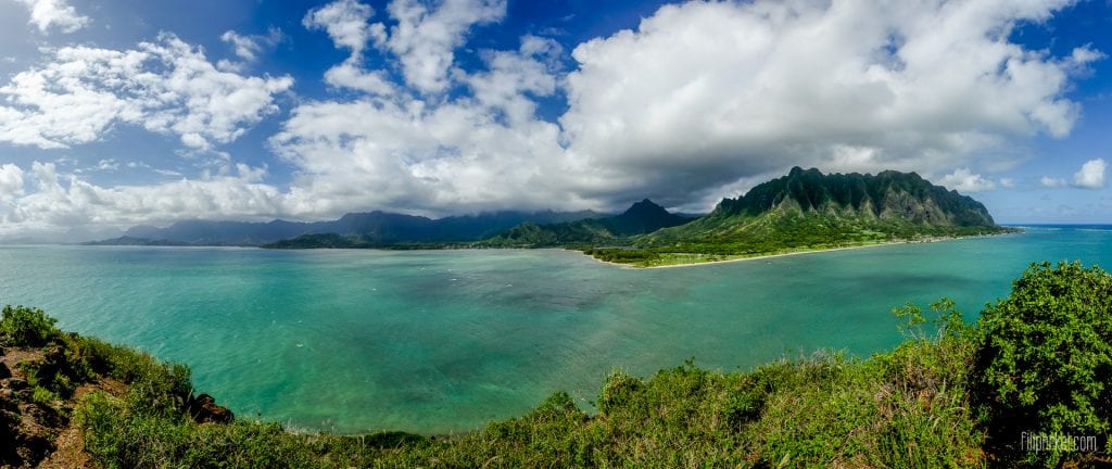 View from Mokoliʻi ( Chinaman's Hat ) on Oahu, Hawaii